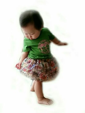 「JAM（ジャム）のアイテム（スカート）」を使った、MIZ*Ü*KIさん（キッズ・80cm）の秋コーディネート