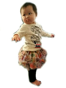 「JAM（ジャム）のアイテム（スカート）」を使った、MIZ*Ü*KIさん（キッズ・80cm）の秋コーディネート