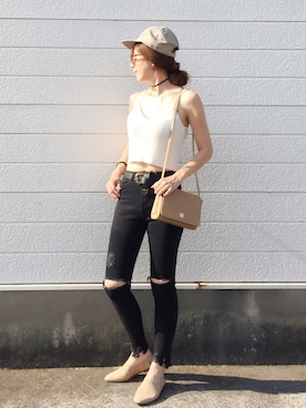 「クラッシュスキニー」｜MISATO さん（レディース・161cm）の夏コーディネート