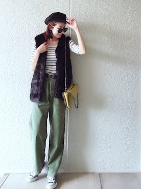 「イエローバッグ」｜「アイテム（ジャケット/アウター）」を使った、MISATO さん（レディース・161cm）の秋コーディネート