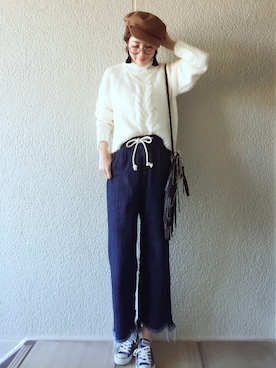 「H&M（エイチ・アンド・エム）のアイテム（アクセサリー）」を使った、MISATO さん（レディース・161cm）の秋コーディネート