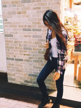 「American Eagle（アメリカンイーグル）のアイテム（その他アウター）」を使った、jenniferdiazchanさん（レディース・160cm）の冬コーディネート
