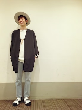 「HARE（ハレ）の【吸水速乾&通気性/WEB限定アイテム】COOLMAXデニムスキニー(HARE)（デニムパンツ）」を使った、HARE ルミネスト店 Aoyamaさん（メンズ・178cm）の春コーディネート