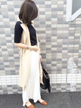 「ROPE' PICNIC（ロペピクニック）のアイテム（トレンチコート）」を使った、Kie さん（レディース・160cm）の春コーディネート