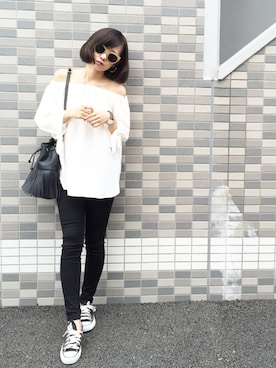 「CONVERSE（コンバース）のconverse（コンバース） ALL STAR OX（オールスターOX）（スニーカー）」を使った、Kie さん（レディース・160cm）の夏コーディネート