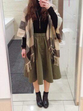 「リブタートルネック」｜「アイテム（チェスターコート）」を使った、mkさん（レディース・163cm）の冬コーディネート