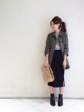 「Another Edition」｜「アイテム（ミリタリージャケット）」を使った、tomiiiiiさん（レディース・164cm）の秋コーディネート