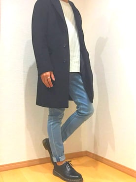 「リング」｜「アイテム（チェスターコート）」を使った、teaさん（メンズ・171cm）の秋コーディネート