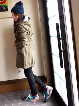 「index（インデックス）のアイテム（モッズコート）」を使った、moekoさん（レディース・157cm）の冬コーディネート