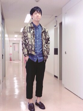 「EDWIN（エドウィン）のアイテム（その他シューズ）」を使った、ギョニクさん（メンズ・180cm）の秋コーディネート