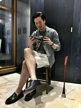 「45R（フォーティファイブアール）のアイテム（シューズ）」を使った、93さん（メンズ・183cm）の春コーディネート