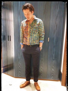 「45R（フォーティファイブアール）のアイテム（シューズ）」を使った、93さん（メンズ・183cm）の夏コーディネート