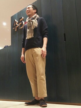 「45R（フォーティファイブアール）のアイテム（シューズ）」を使った、93さん（メンズ・183cm）の秋コーディネート