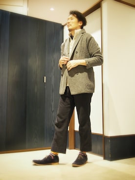 「45R（フォーティファイブアール）のアイテム（シューズ）」を使った、93さん（メンズ・183cm）の秋コーディネート