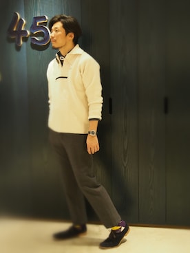 「45R（フォーティファイブアール）のアイテム（シューズ）」を使った、93さん（メンズ・183cm）の秋コーディネート