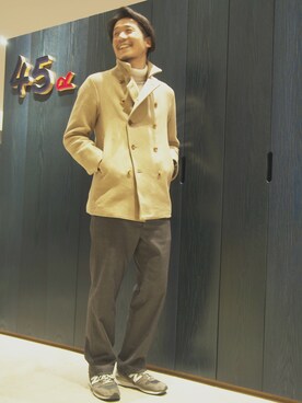 「アイテム（ピーコート）」を使った、93さん（メンズ・183cm・30代）の冬コーディネート