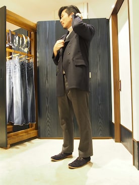 「アイテム（ピーコート）」を使った、93さん（メンズ・183cm・30代）の冬コーディネート