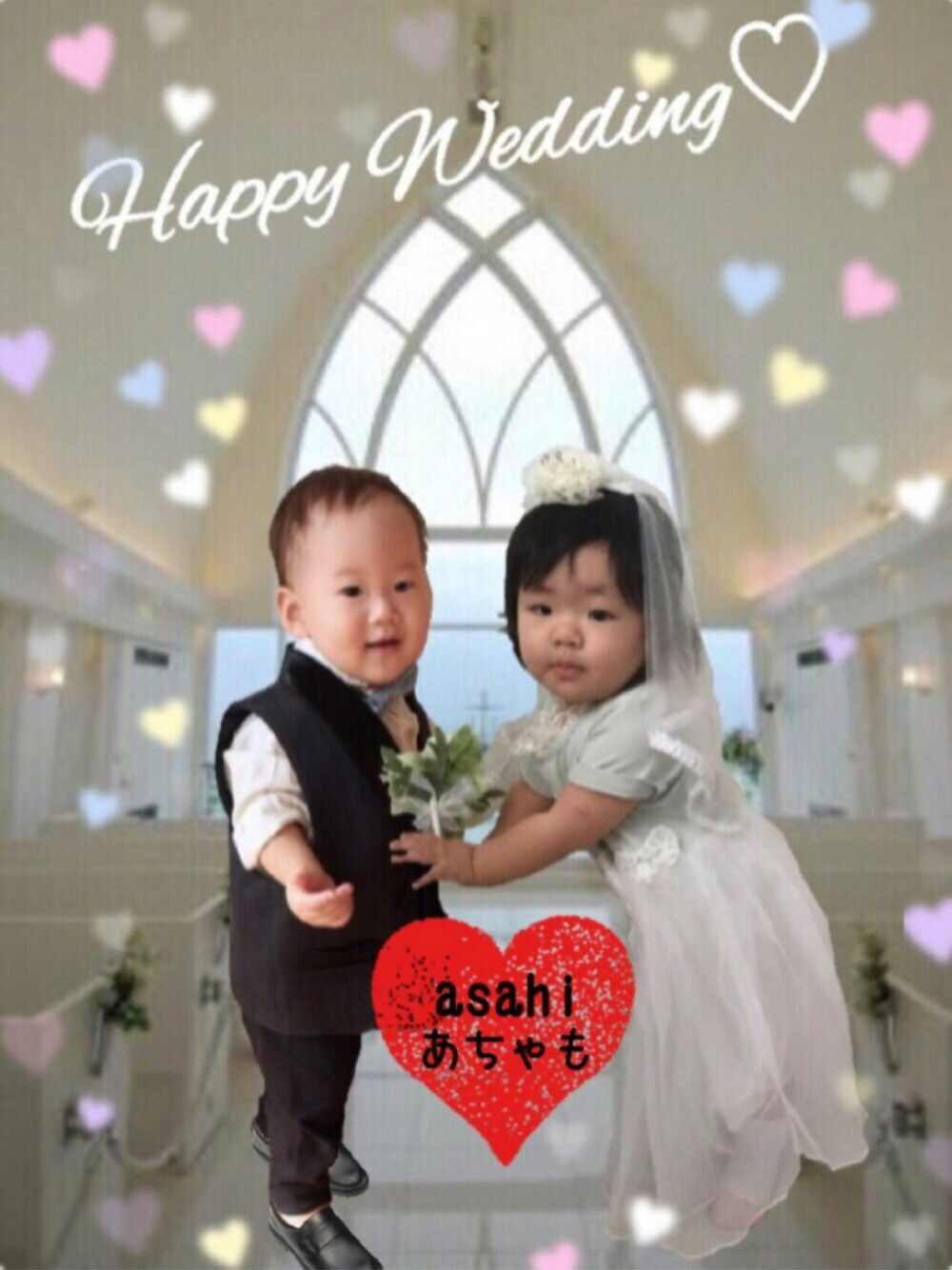 「おとこのこ、男の子、赤ちゃん、1歳、カップル、ウエディング」｜「♡のアイテム（その他、その他）」を使った、asahiさん（キッズ・70cm）の秋コーディネートの1枚目の写真