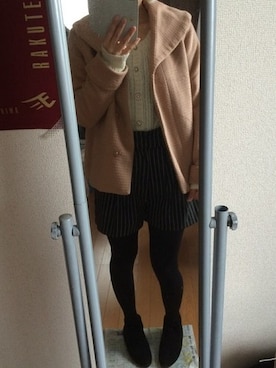 「ウエストイン」｜「アイテム（ステンカラーコート）」を使った、ゆうさん（レディース・160cm）の冬コーディネート