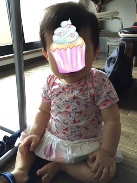「PETIT BATEAU（プチバトー）のアイテム（ママ＆ベビー、ピンク系）」を使った、rinmamaさん（キッズ・80cm）の夏コーディネート
