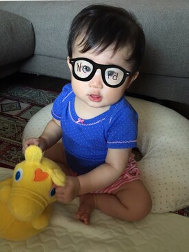 「PETIT BATEAU（プチバトー）のアイテム（ママ＆ベビー、ブルー系）」を使った、rinmamaさん（キッズ・80cm）の夏コーディネート