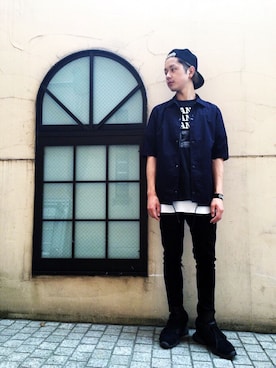 「DRKSHDW by RICK OWENS（ダークシャドウ バイ リックオウエンス）のアイテム（帽子）」を使った、tsunekiさん（メンズ・169cm）の夏コーディネート