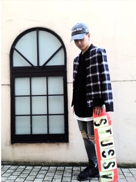「STUSSY（ステューシー）のアイテム（その他）」を使った、tsunekiさん（メンズ・169cm）の夏コーディネート