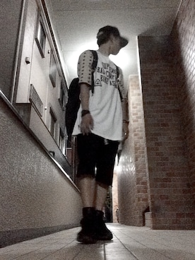 「DRKSHDW by RICK OWENS（ダークシャドウ バイ リックオウエンス）のアイテム（帽子）」を使った、tsunekiさん（メンズ・169cm）の夏コーディネート