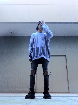 「DRKSHDW by RICK OWENS（ダークシャドウ バイ リックオウエンス）のアイテム（帽子）」を使った、tsunekiさん（メンズ・169cm）の秋コーディネート