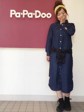 「アイテム（シャツワンピース）」を使った、papadooさん（レディース・153cm・20代）の秋コーディネート