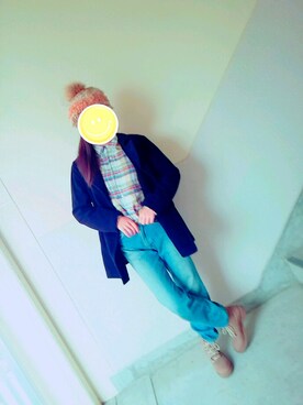 「ファー」｜「アイテム（ピーコート）」を使った、美優キさん（レディース・161cm）の冬コーディネート