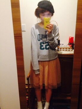 「スウエット」｜「アイテム（ハンチング/ベレー帽）」を使った、＊tanami＊さん（レディース・155cm）の秋コーディネート