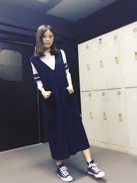 「FOREVER 21」｜「アイテム（つなぎ/オールインワン）」を使った、シュアンさん（レディース・160cm）の春コーディネート