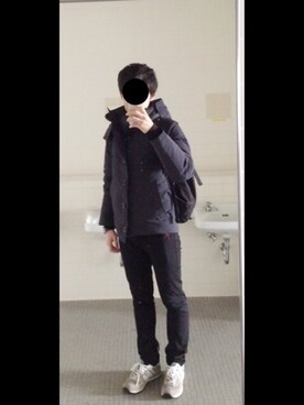「ポーター」｜「アイテム（ダウンジャケット/コート）」を使った、manbou555さん（メンズ・175cm）の冬コーディネート
