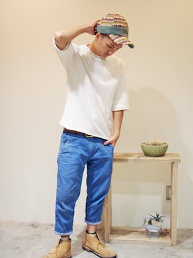 「EDIFICE（エディフィス）のアイテム（ブーツ）」を使った、m.k.さん（メンズ・165cm）の夏コーディネート