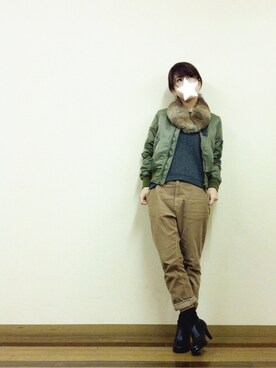 「URBAN RESEARCH ROSSO WOMEN（アーバンリサーチ　ロッソ）のアイテム（ブルゾン）」を使った、aoiさん（レディース・157cm）の冬コーディネート
