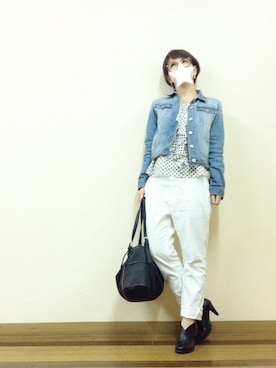 「デニム ジャケット」｜「アイテム（ブーティ）」を使った、aoiさん（レディース・157cm）の春コーディネート