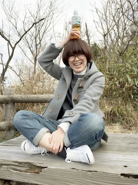 「スウェット×シャツ」｜aoiさん（レディース・157cm）の冬コーディネート