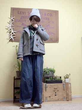 「BEAMS」｜「アイテム（ダッフルコート）」を使った、aoiさん（レディース・157cm）の冬コーディネート