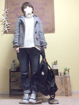 「BEAMS」｜「アイテム（ダッフルコート）」を使った、aoiさん（レディース・157cm）の冬コーディネート
