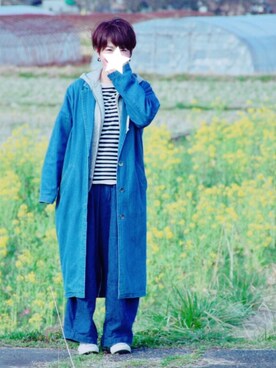 「白いスニーカー」｜「アイテム（デニムジャケット）」を使った、aoiさん（レディース・157cm）の春コーディネート