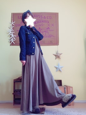 「アイテム（ヘアアクセサリー、ブルー系）」を使った、aoiさん（レディース・157cm）の秋コーディネート