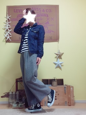 「アイテム（デニムジャケット）」を使った、aoiさん（レディース・157cm）の秋コーディネート