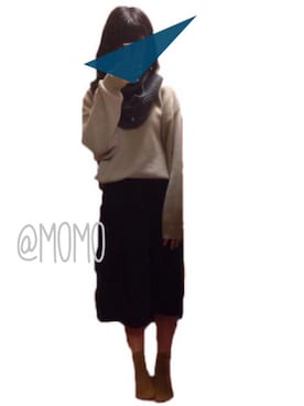 「GU（ジーユー）の（GU）イージードレープガウチョパンツＡ（パンツ、ブラック系）」を使った、momoさん（レディース・157cm）の冬コーディネート