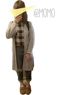 「CLEF DE SOL（CLEF DE SOL）のアイテム（カーディガン/ボレロ、グレー系）」を使った、momoさん（レディース・157cm）の春コーディネート