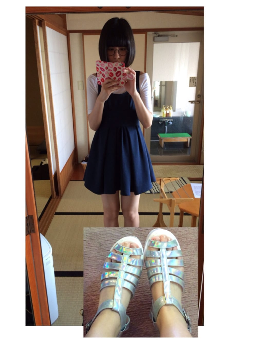 「WEGO、dazzlin、elianegigi、GRL、galstar、WEARBOOKエントリー」｜「dazzlinのジョーゼットフレアワンピース（ワンピース、ブルー系）」を使った、いとももさん（メンズ・165cm）の夏コーディネートの1枚目の写真