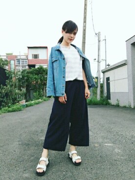 「5（ファイブ）のアイテム（サンダル）」を使った、Celinさん（レディース・164cm）の春コーディネート