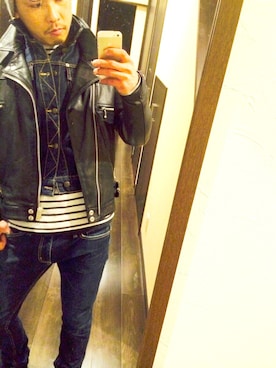 「DSQUARED2（ディースクエアード）のアイテム（デニムジャケット）」を使った、seeyaさん（メンズ・174cm）の冬コーディネート