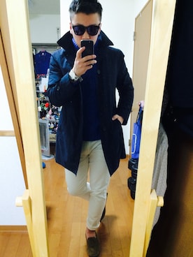 「バレンタインデートスタイル」｜「アイテム（アナログ腕時計）」を使った、u-ko14さん（メンズ・170cm）の冬コーディネート