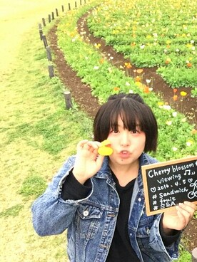 「AS KNOW AS plus（アズノゥアズプラス）のアイテム（デニムジャケット）」を使った、 ハゲ奈さん（レディース・154cm）の春コーディネート